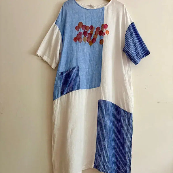 [BUNJANG] Patchwork Linen Long Dress / 패치워크 린넨 롱원피스
