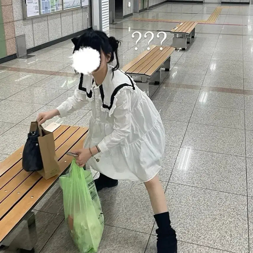 [BUNJANG] Japanese Vintage Lolita Style Frill Cape Dress / Japan 일본 빈티지 로리타 스타일 프릴 케이프 원피스