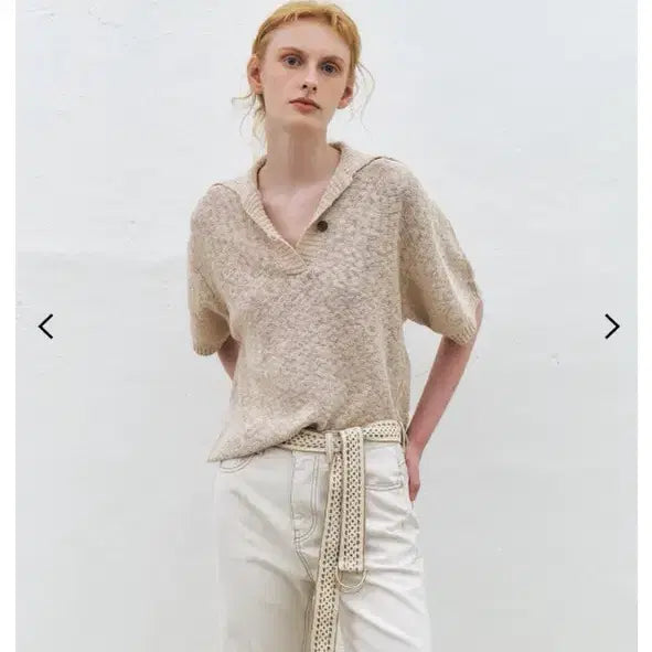 [BUNJANG] Kume Slub Cotton Blend Sweater Light Beige S / 쿠메 슬럽 스웨터 베이지 s 새상품 (165000원)