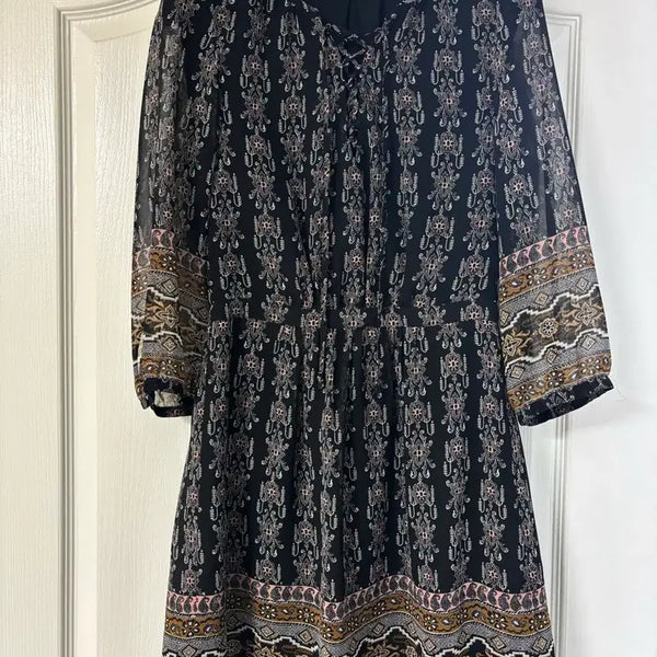 [BUNJANG] Madewell Black Pattern Chiffon Dress / madewell 블랙 패턴 쉬폰 원피스 0