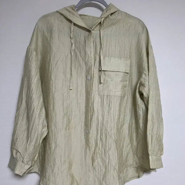 [BUNJANG] Crinkle Hooded Shirt Bundle Set (Mint Green/Grey) / 크링클 후드 셔츠 (연두/그레이) 일괄