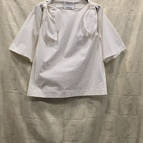 [BUNJANG] Erika Cavallini White Cotton Blend Blouse / 에리카 카발리니 화이트 블라우스 S