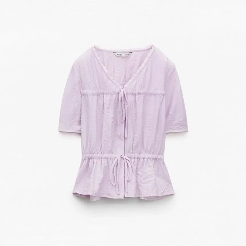 [BUNJANG] MIXXO Ribbon Shirring Blouse Lavender (S) / 미쏘 MIXXO 리본 셔링 블라우스 S (연보라/라벤더)
