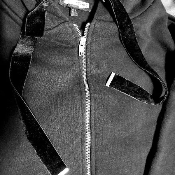 [BUNJANG] H Connect Velvet String Thick Long Hooded Zip-Up (Very Thick) / H커넥트 벨벳 스트링  도톰  롱후드 집업 (아주도톰)