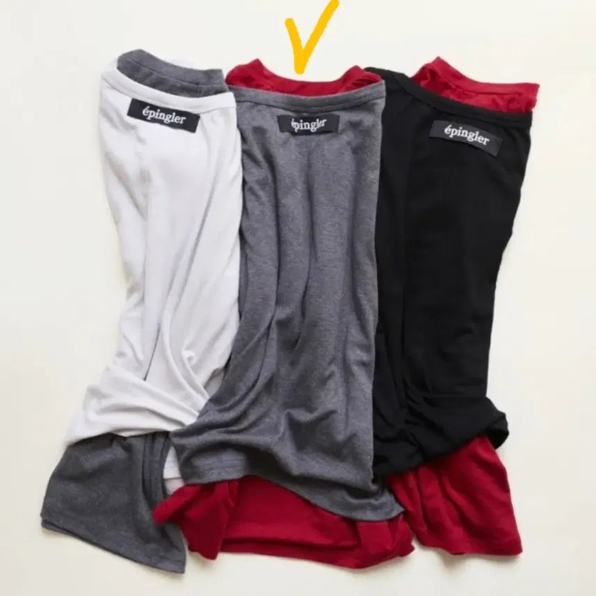 [BUNJANG] Epingler Spooning Layered T-Shirt Grey/Red / epingler SPOONING LAYERED T - 그레이/레드