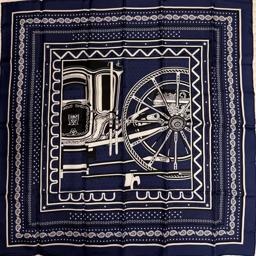 [BUNJANG] Hermès Carré 70 BALADE EN BERLINE Silk Scarf Navy / [에르메스 정품] 까레70 BALADE EN BERLINE 실크 스카프