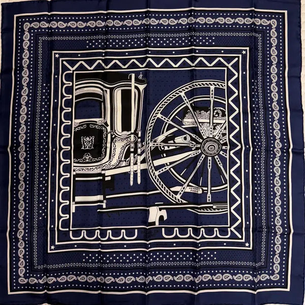 [BUNJANG] Hermès Carré 70 BALADE EN BERLINE Silk Scarf Navy / [에르메스 정품] 까레70 BALADE EN BERLINE 실크 스카프