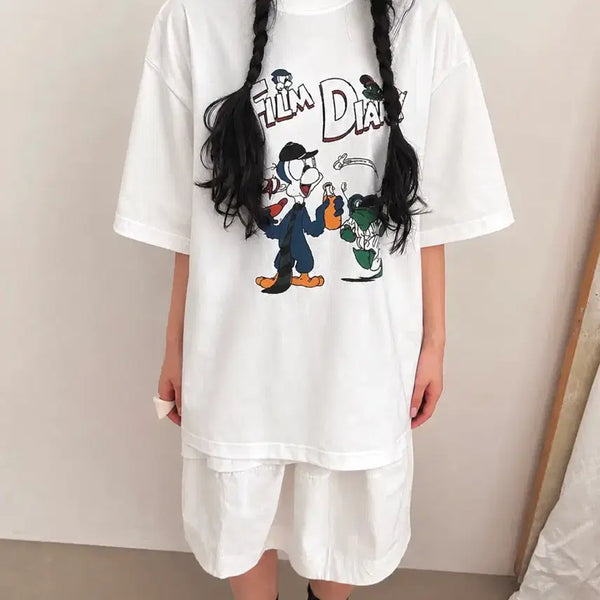 [BUNJANG] Vintage Graphic Oversized T-Shirt / 교신안함)프린트 박시핏 티셔츠