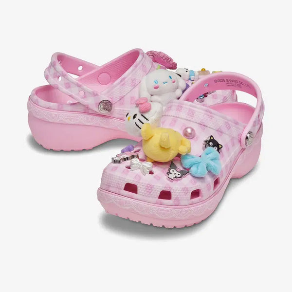 [BUNJANG] Crocs Hello Kitty and Friends Classic Platform Clogs / 크록스 헬로키티 앤 프렌즈 클래식 플랫폼 클로그 240