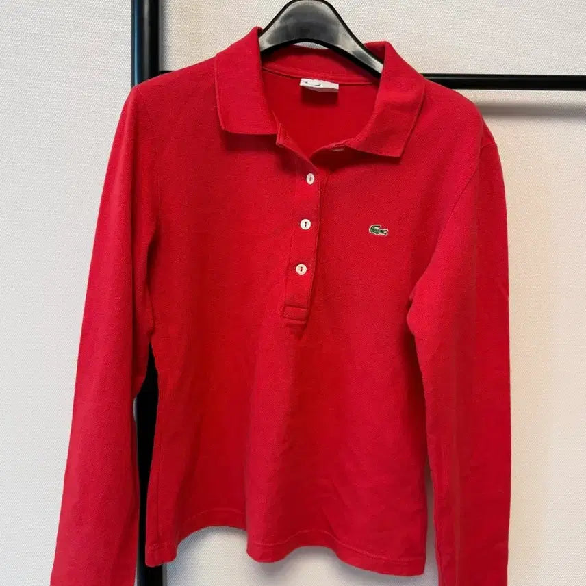 [BUNJANG] Lacoste Red Long Sleeve Polo Shirt / 라코스테 레드 긴팔 카라티 정품