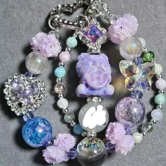 [BUNJANG] Premium Pixiu 3-Tier Keyring with Aurora and Butterfly Charm / 재물복 비휴 3단 프리미엄 키링
