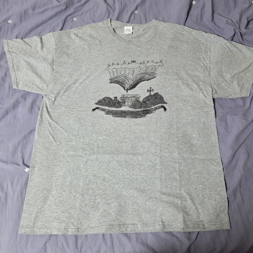 [BUNJANG] Vintage Graphic Short Sleeve T-Shirt Grey 2XL / 빈티지 그래픽 반팔 티셔츠 그레이 2XL 105~110