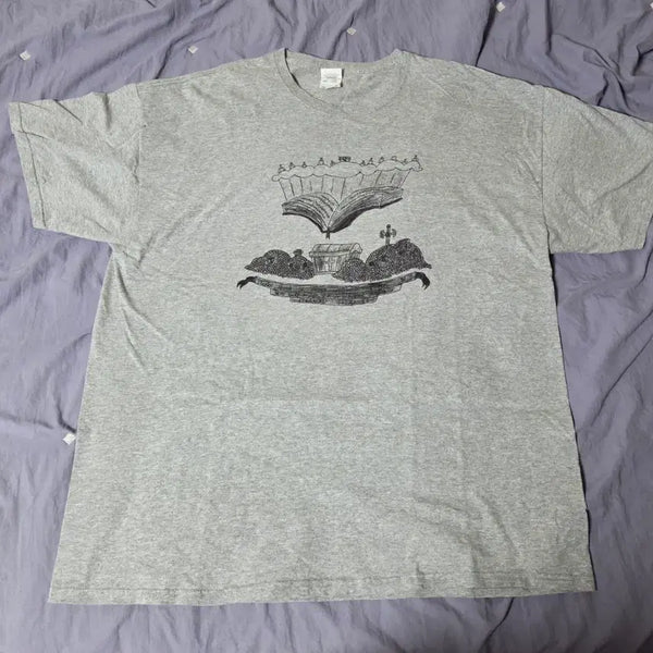 [BUNJANG] Vintage Graphic Short Sleeve T-Shirt Grey 2XL / 빈티지 그래픽 반팔 티셔츠 그레이 2XL 105~110
