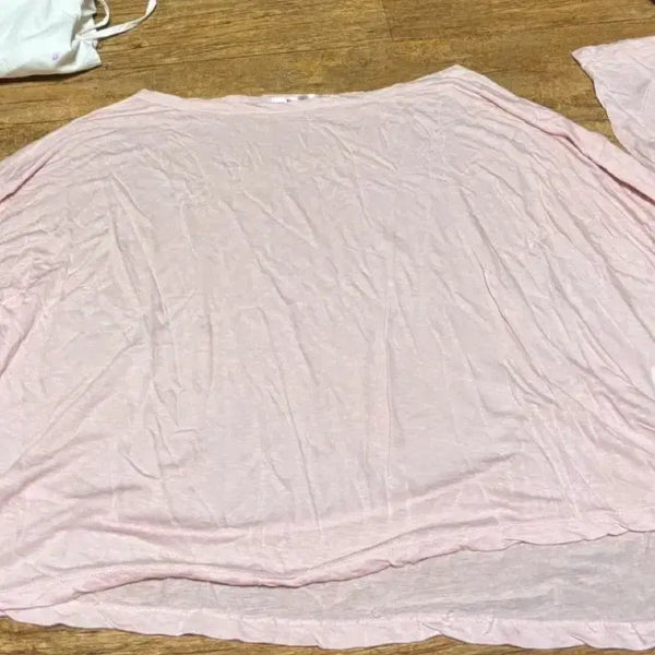 [BUNJANG] Pink Long Sleeve T-Shirt Oversized Batwing Blouse / 핑크색 긴팔 티셔츠 오버핏 가오리핏 여자블라우스 라지사이즈 큰옷 라운드넥