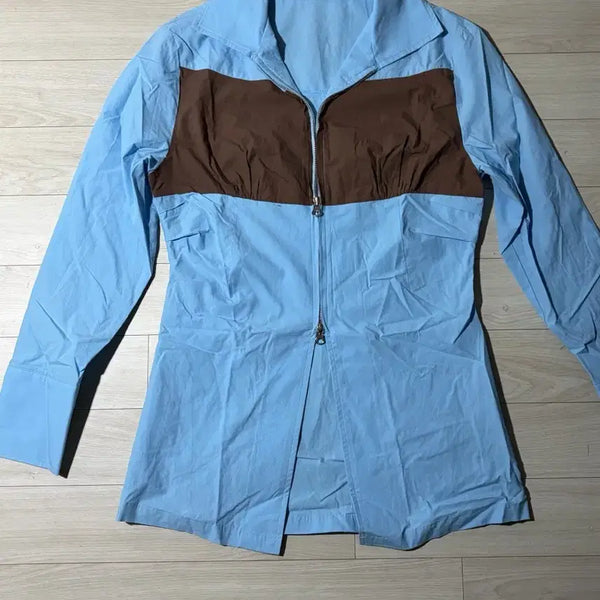 [BUNJANG] La Cérémonie Color-Blocked Shirring Blouse / 라세레모니 배색 셔링 블라우스