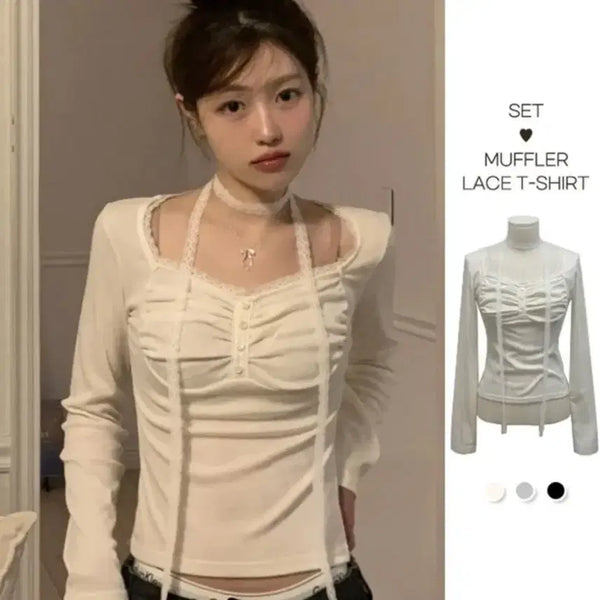 [BUNJANG] Ruched Long Sleeve T-Shirt / 셔링 긴팔 티셔츠