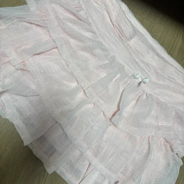 [BUNJANG] Pink Lace Mini Skirt / 핑크 레이스 치마