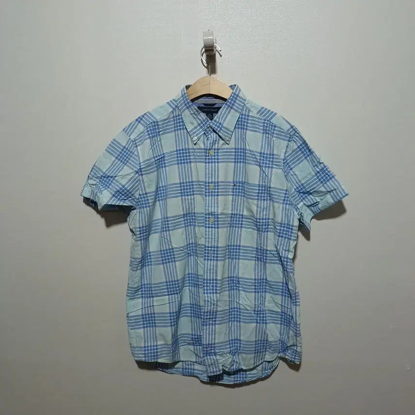 [BUNJANG] Tommy Hilfiger Men's Plaid Short Sleeve Shirt L / 타미힐피거 남성 체크 반팔 셔츠 L (26A1086)