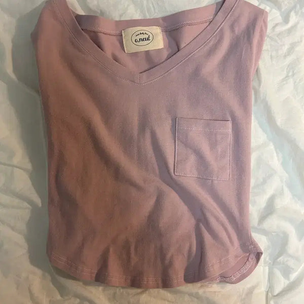 [BUNJANG] OINi Pink Lavender Long Sleeve T-Shirt / 오이니 핑크 포켓 티셔츠