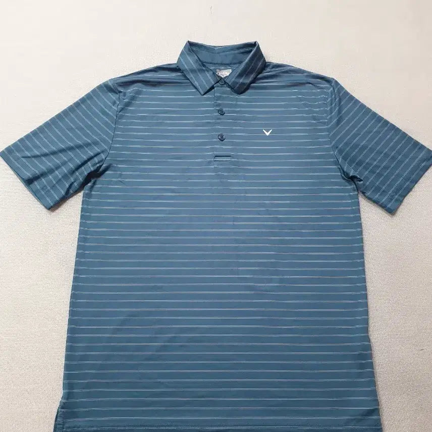 [BUNJANG] Callaway Men's Striped Short Sleeve Polo Shirt Size 95 Ash Blue / 캘러웨이 반팔 카라티 스트라이프 95