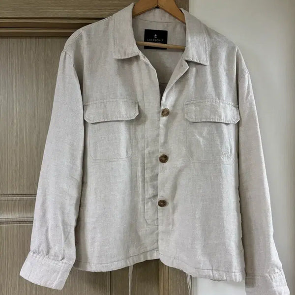 [BUNJANG] Chase Cult Linen Trucker Jacket Ivory / 체이스컬트 린넨 트러커 자켓 아이보리