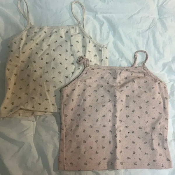 [BUNJANG] Floral Pattern Sleeveless Two-Piece Set / 플로럴 패턴 민소매 두장 세트