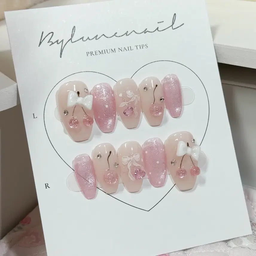 [BUNJANG] Handmade Cherry Nail Tips - Cute Design, Free Size / [새상품 에눌x] 체리 네일팁 수제네일팁 귀여운 네일팁 프리사이즈