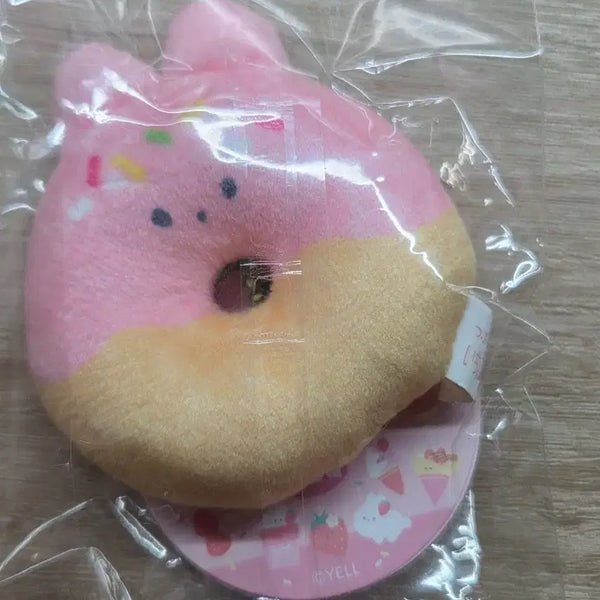 [BUNJANG] Tsuburana Hitomi Strawberry Rabbit Donut Plush Keychain / 츠부라나히토미 딸기 토끼 도넛 인형 키링