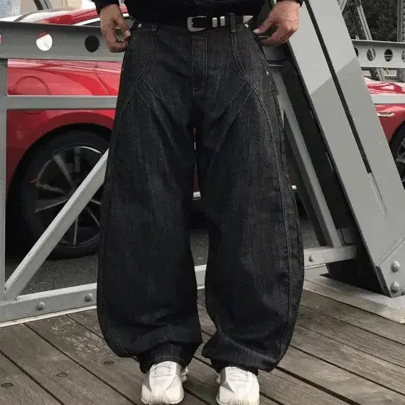 [BUNJANG] Gtil Stitch Curved Denim Pants / 기틀 이더스 스티치 커브드 데님 팬츠