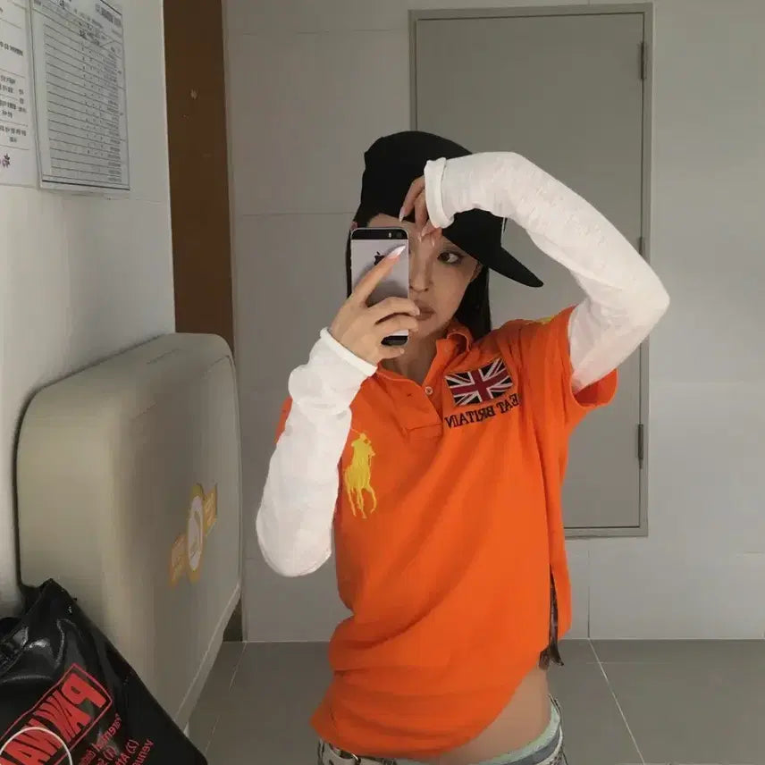 [BUNJANG] Polo Ralph Lauren Big Pony Britain Orange Polo Shirt / 폴로 랄프로렌 빅포니 영국 브리튼 오렌지 카라티