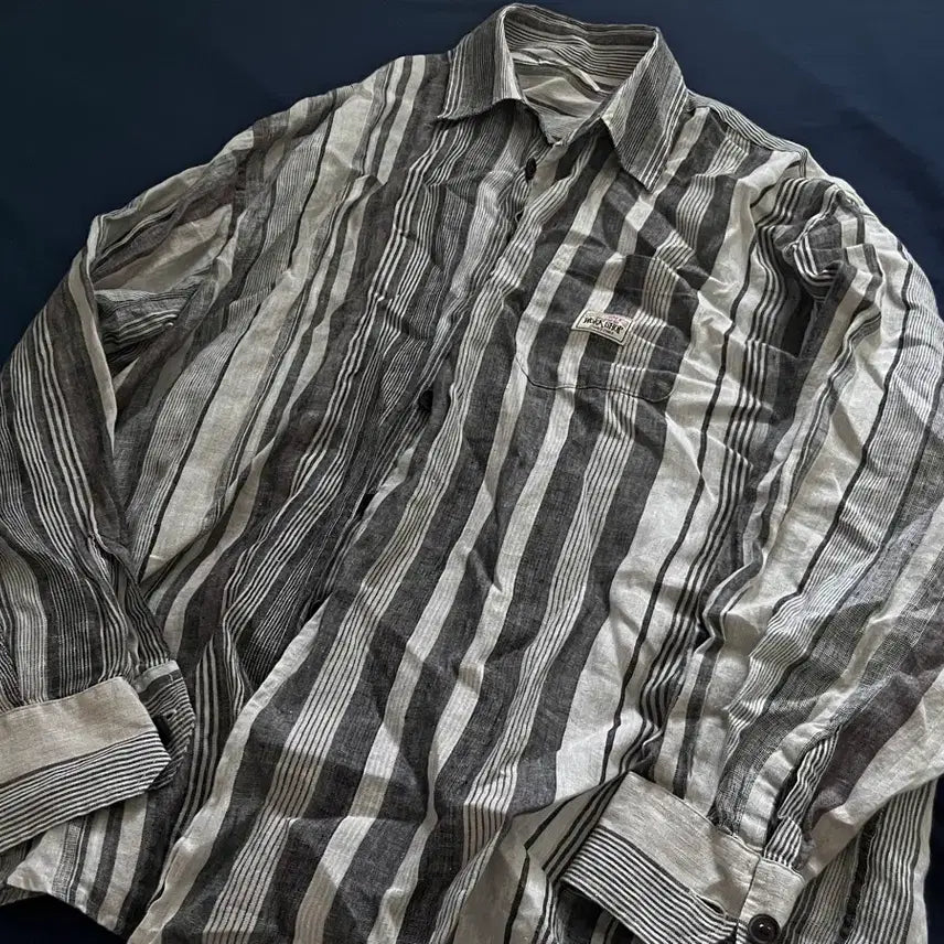 [BUNJANG] Our Legacy x Stussy Burrowed Shirt Linen Stripe / 아워레가시 스투시 워크샵 버로우드 셔츠 리넨 스트라이프 S