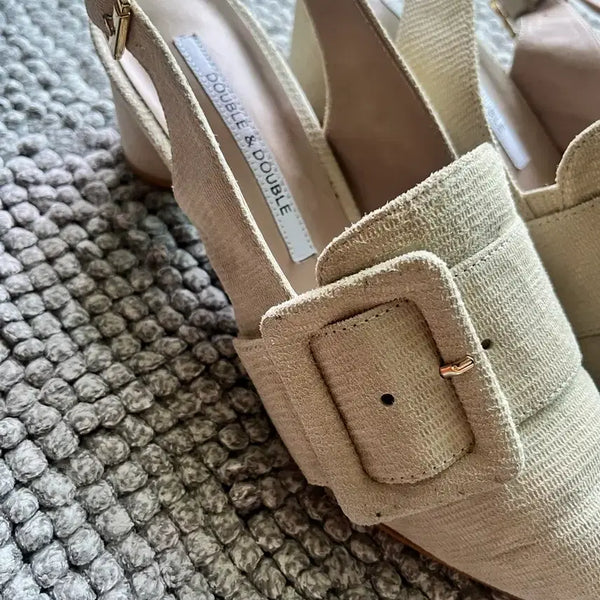 [BUNJANG] Double & Double Lambskin Suede Mule Slingback Shoes / 더블앤더블 양가죽 슬링백