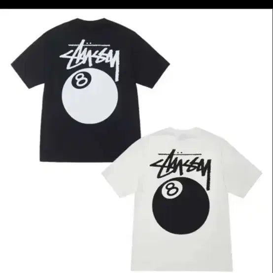 [BUNJANG] Stussy 8-Ball Graphic T-Shirt Black/White / 스투시 8볼 당구공 반팔티셔츠 블랙 /화이트 미개봉 새상품