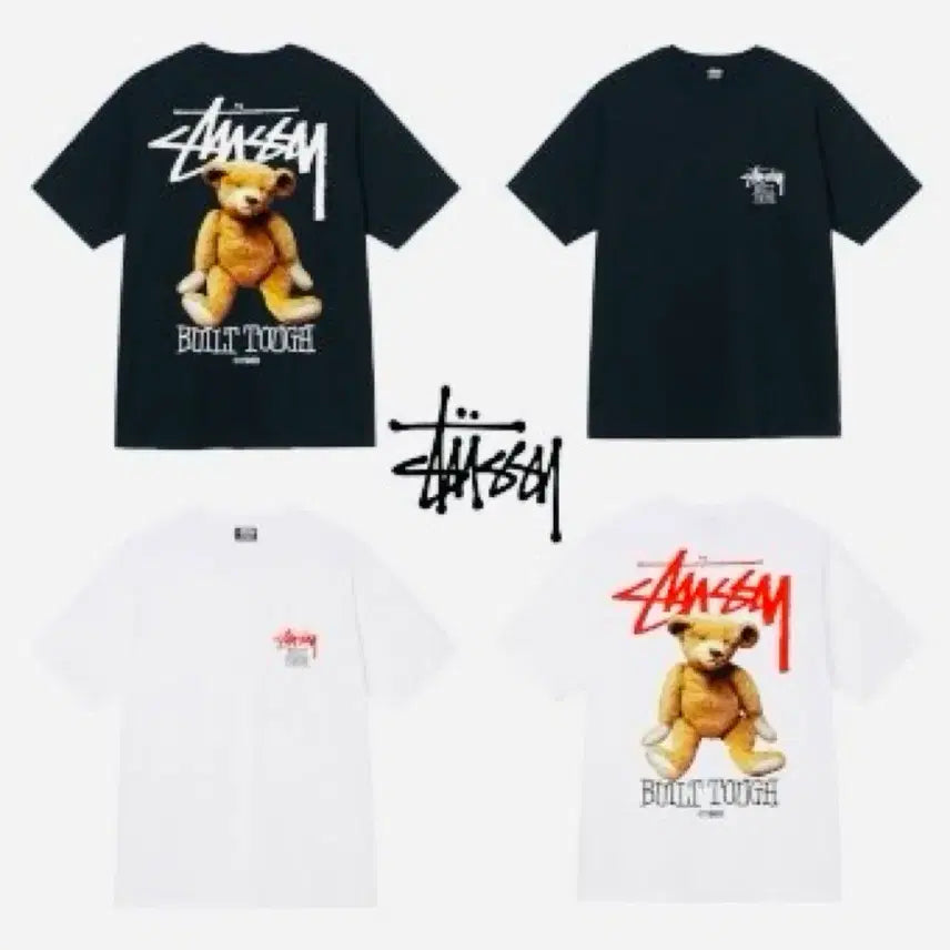 [BUNJANG] Stussy Built Tough Teddy Bear T-Shirt Black/Melange / 스투시 빌트터프 테디베어 반팔티셔츠 블랙/화이트 한정 사이즈