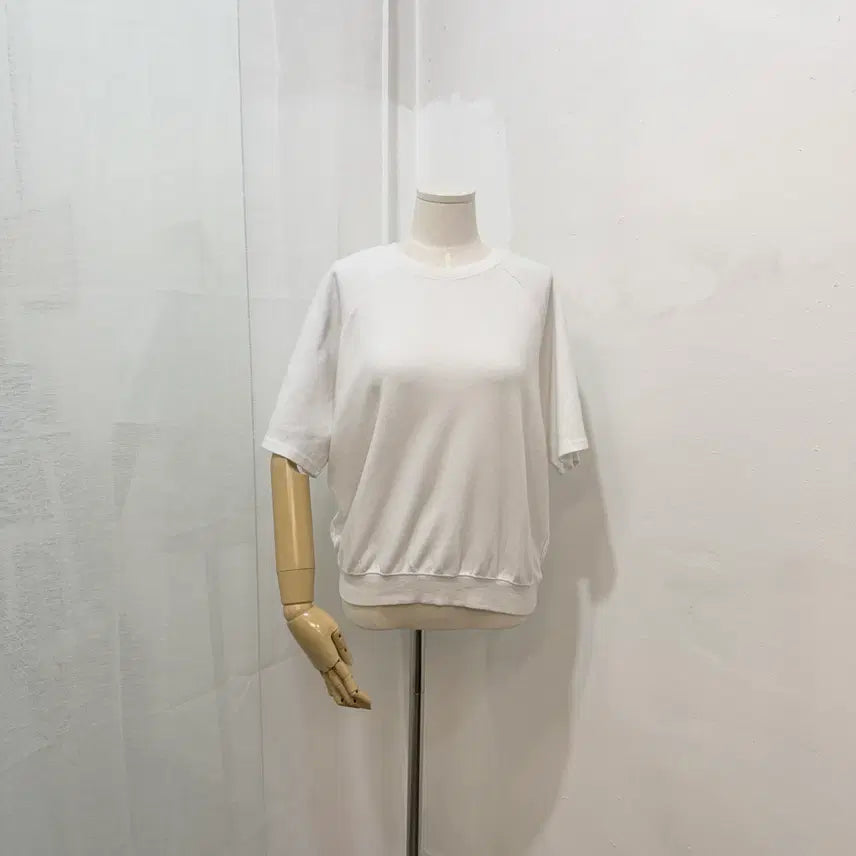 [BUNJANG] Short Sleeve Sweatshirt T-Shirt White / 반팔맨투맨 반팔스웻셔츠 화이트반팔티 반소매티 4741