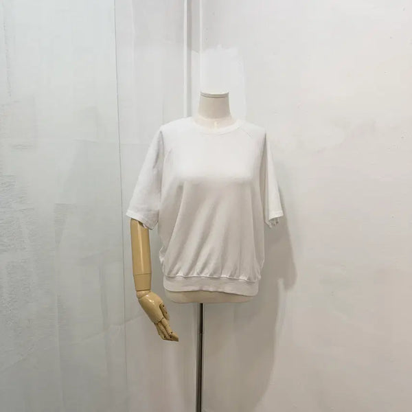 [BUNJANG] Short Sleeve Sweatshirt T-Shirt White / 반팔맨투맨 반팔스웻셔츠 화이트반팔티 반소매티 4741