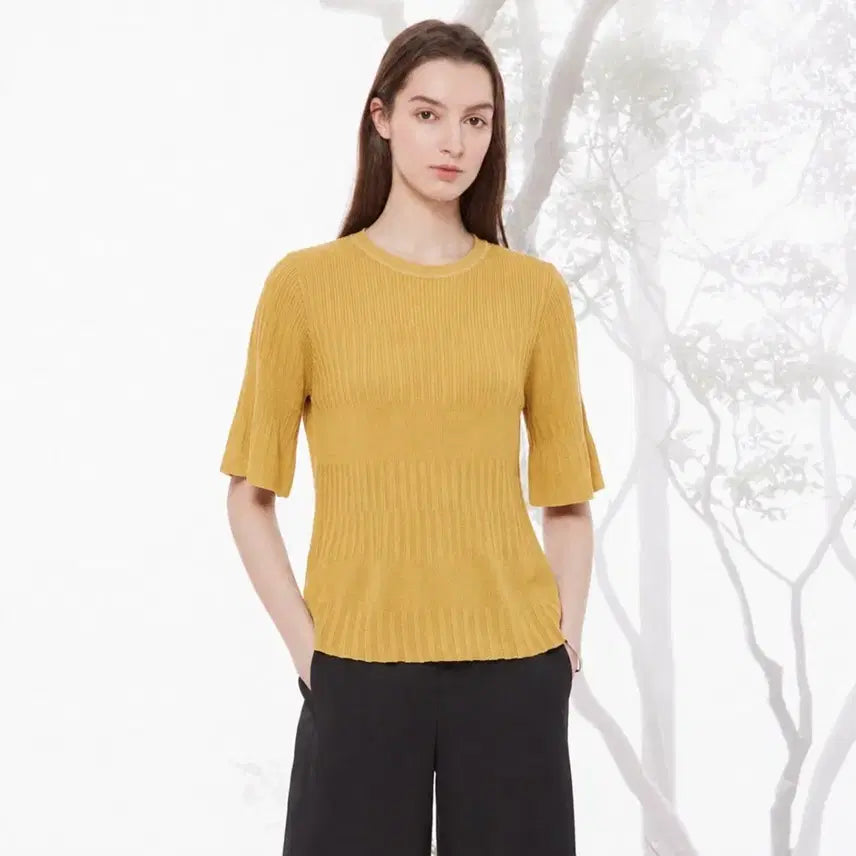 [BUNJANG] Juke Pleats Knit Top Free Size / 주크 플리츠 니트 탑 프리사이즈