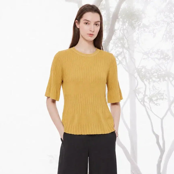 [BUNJANG] Juke Pleats Knit Top Free Size / 주크 플리츠 니트 탑 프리사이즈