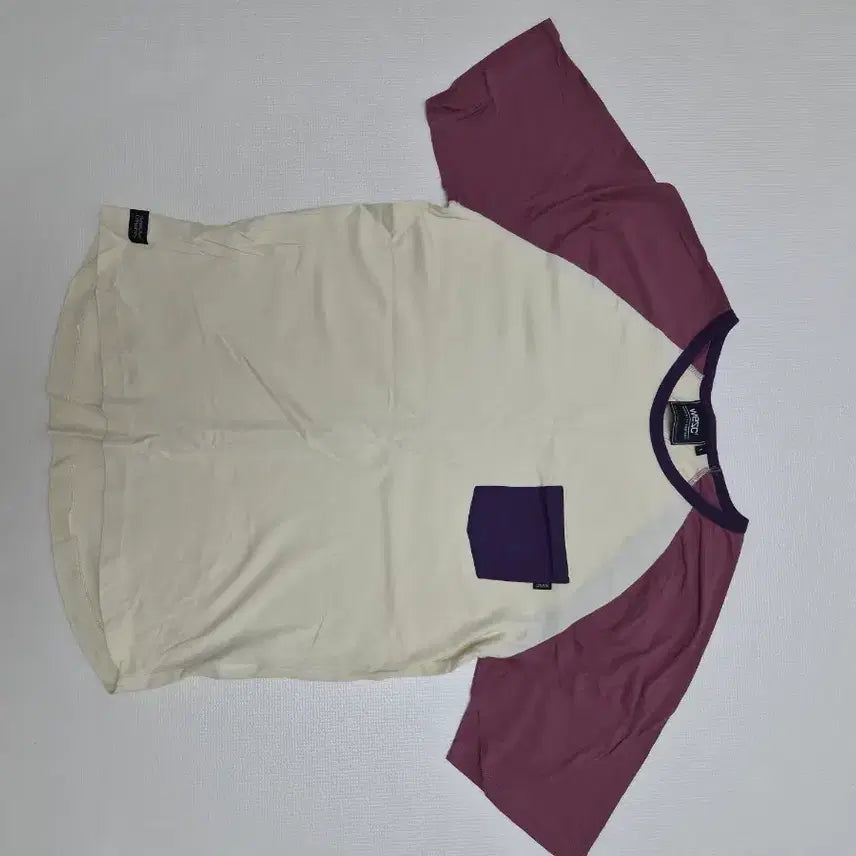 [BUNJANG] WESC Raglan Color Block Short Sleeve T-Shirt / WESC 남자 라글란 반팔티셔츠 105 퍼플아이보리