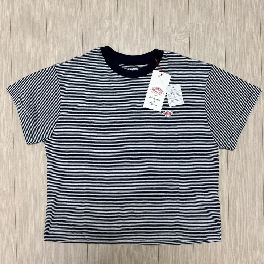 [BUNJANG] DANTON Women's Striped Cropped T-Shirt / 단톤 여성 스트라이프 크롭 티셔츠 (새상품)