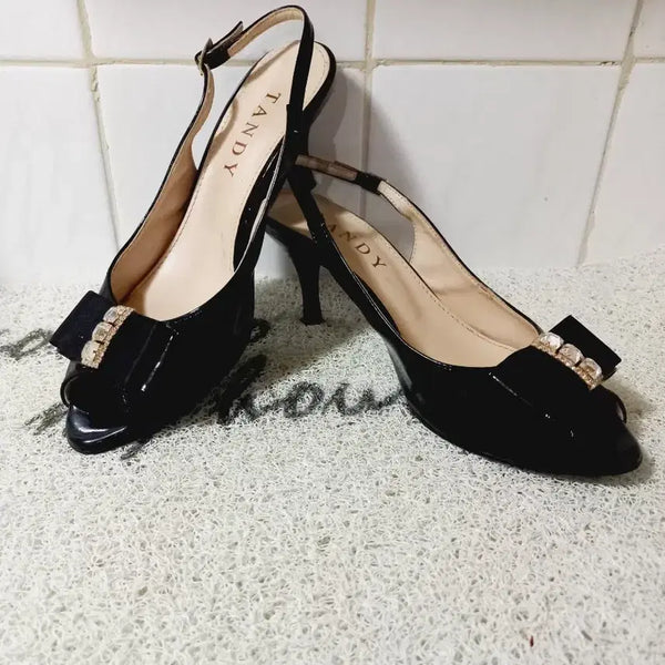 [BUNJANG] Tandy Emamel Ribbon Women's Strap Heels (240) / 탠디  애나맬 리본여성 스트랩 힐 240 블랙