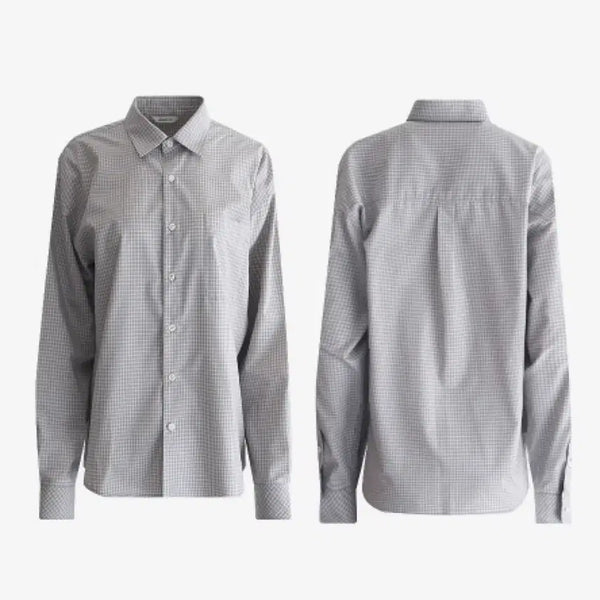 [BUNJANG] Around Yull Vero Shuttle Note Check Shirt Grey Blue / 어라운드율 베로셔틀노트체크셔츠 그레이블루