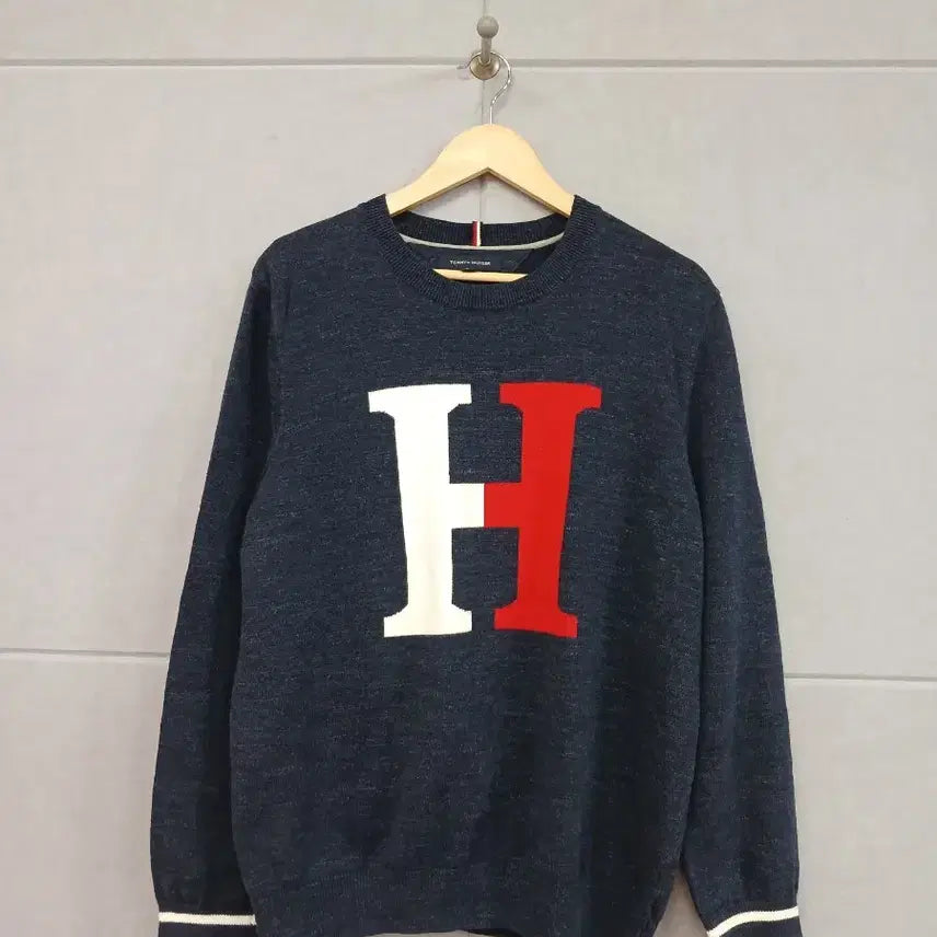 [BUNJANG] Tommy Hilfiger Men's Sweatshirt Navy H Logo / *타미힐피거 맨투맨 네이비 H 로고