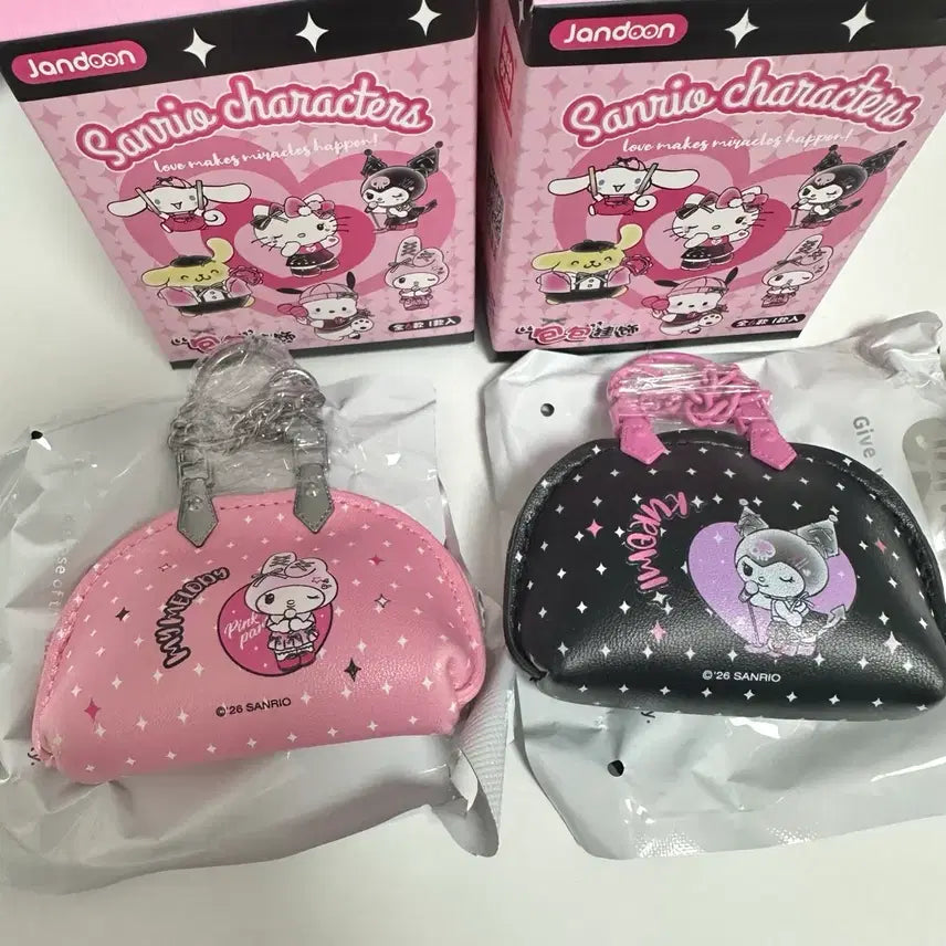 [BUNJANG] Sanrio My Melody Kuromi Silver Miniature Handbag Keyring Set / 산리오 실버 미니 핸드백 미니어처 마이멜로디 쿠로미 가방 키링 세트