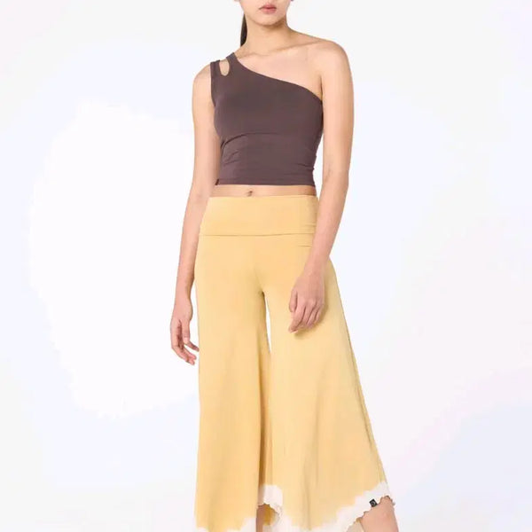 [BUNJANG] Oiz Oiz Modal Crop Flare Pants Butter Yellow S / 오즈이즈 모달 크롭 플레어 팬츠 버터 옐로우 S