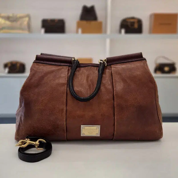 [BUNJANG] Dolce & Gabbana Multi Brown Leather Tote Shoulder Bag / 돌체앤가바나 멀티 브라운 레더 토트 숄더백