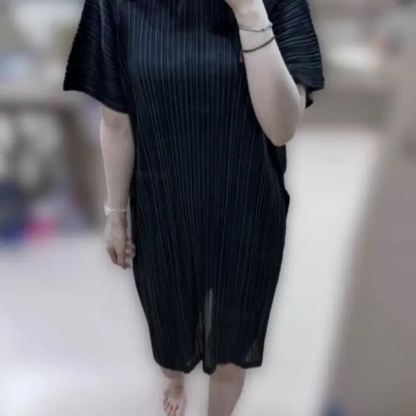 [BUNJANG] Pleats Please Issey Miyake Batwing Neck Dress / 정품 플리츠플리즈 가오리핏 반목 원피스 블랙그린 이세이미야케 타임 랑방