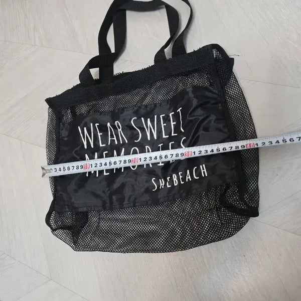 [BUNJANG] SHEBEACH Black Mesh Tote Bag / SHEBEACH 블랙 메쉬 토트백 망사가방 수영물놀이