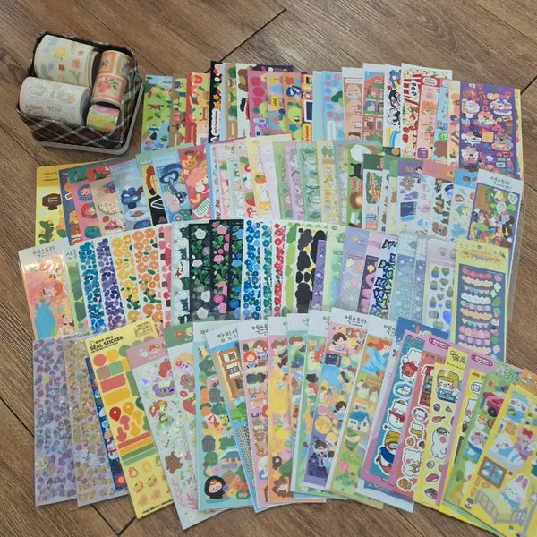 [BUNJANG] Diary Decoration Sticker and Masking Tape Set / 다꾸 스티커 씰스 마스킹 테이프 세트