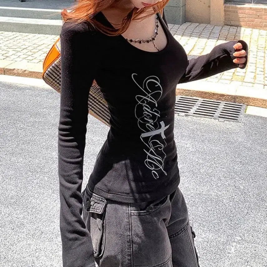[BUNJANG] Y2K Cross Long Sleeve Shirt / Y2k 십자가 롱슬리브